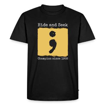 Champion de cache-cache depuis 1958 Développeur - T-shirt Premium bio Homme - noir - Devant - Nico (187cm)
