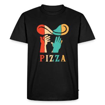 Retro Pizza Plateau Pizza Pizza Four Pizza Lover - T-shirt Premium bio Homme - noir - Devant - Nico (187cm)