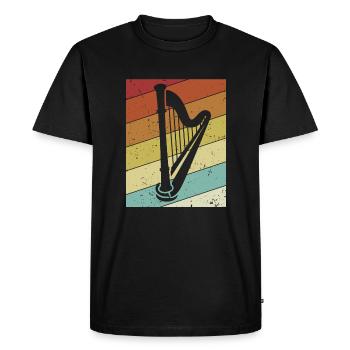 Retro concert harpe harpe musique harpe harpe harpe joueur - T-shirt Premium bio Homme - noir - Devant - Nico (187cm)