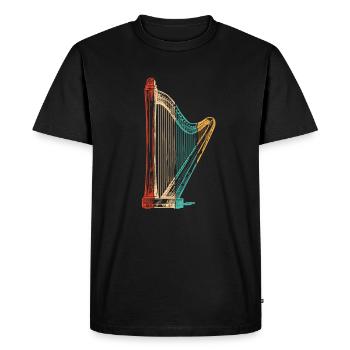 Retro concert harpe harpe musique harpe harpe harpe joueur - T-shirt Premium bio Homme - noir - Devant - Nico (187cm)