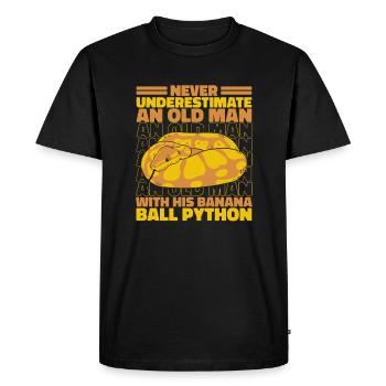 Ne sous-estimez jamais Old Man Python Banana Ball - T-shirt Premium bio Homme - noir - Devant - Nico (187cm)