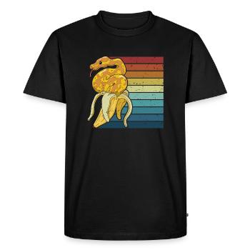 Retro Python Snake Scale Creepers Banana - Men's Premium Organic T-Shirt - black - Front - Nico (187cm)