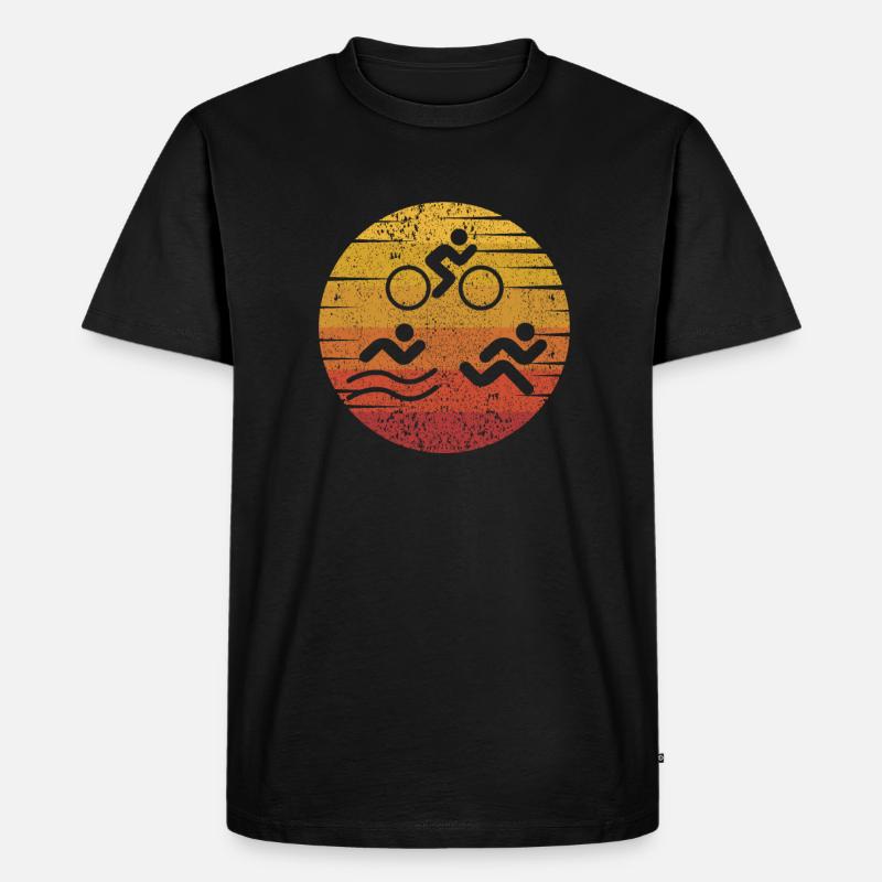 Retro Training Triathlonrad Triathlet Profi - Männer Premium Bio T-Shirt - Schwarz