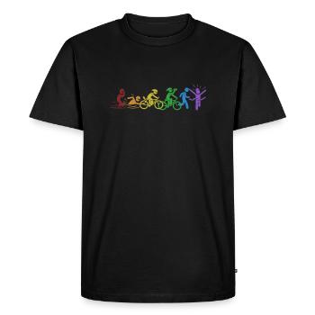 Triathlon LGBT Rainbow Triathlon Bike Triathlete - Men's Premium Organic T-Shirt - black - Front - Nico (187cm)