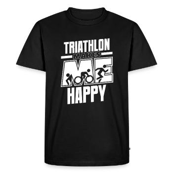 Triathlon Makes Me Happy Training Triathlon Bike - Men's Premium Organic T-Shirt - black - Front - Nico (187cm)