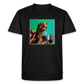 Oilpainting Happy Turtle Turtle - Men's Premium Organic T-Shirt - black - Front - Nico (187cm)