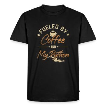Fueled by Coffee and my Python Python Banana Ball - Men's Premium Organic T-Shirt - black - Front - Nico (187cm)