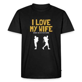 I love my Wife Hiking Mountain Hiking Hiking Trekking - Men's Premium Organic T-Shirt - black - Front - Nico (187cm)