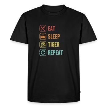 Manger Sommeil Tigre Répéter Chat Sauvage Gros Chat - T-shirt Premium bio Homme - noir - Devant - Nico (187cm)