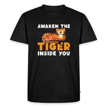 Réveillez le tigre à l’intérieur de vous King Tiger - T-shirt Premium bio Homme - noir - Devant - Nico (187cm)