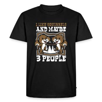 I Like Squirrels And Maybe 3 People Squirrel - Men's Premium Organic T-Shirt - black - Front - Nico (187cm)
