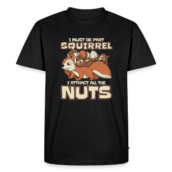 I Attract All The Nuts Squirrel Fox Squirrel - Men's Premium Organic T-Shirt - black - Front - Nico (187cm)