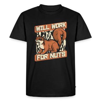 Will Work For Nuts Grey Squirrel - Men's Premium Organic T-Shirt - black - Front - Nico (187cm)