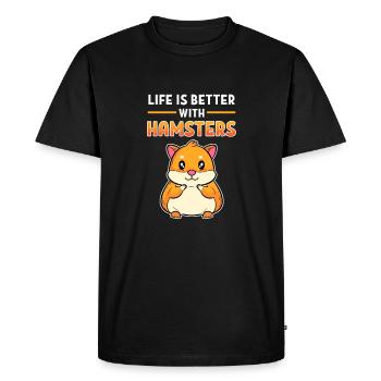 Life is Better with a Hamster European Hamster Breeder - Men's Premium Organic T-Shirt - black - Front - Nico (187cm)