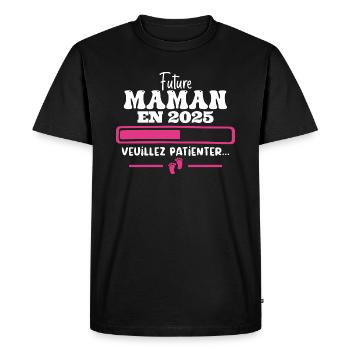 Future Maman 2025 Cadeau Nouvelle Naissance Maman - T-shirt Premium bio Homme - noir - Devant - Nico (187cm)