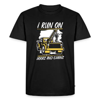 I Run On Hooks And Chains Tow Driver - Men's Premium Organic T-Shirt - black - Front - Nico (187cm)