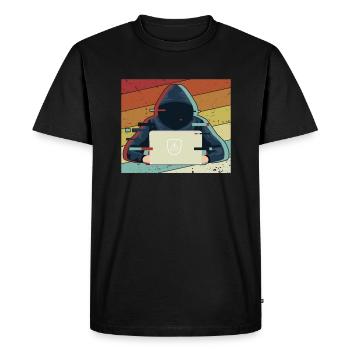 Retro Sniffer Ingénierie sociale Phishing Gris - T-shirt Premium bio Homme - noir - Devant - Nico (187cm)