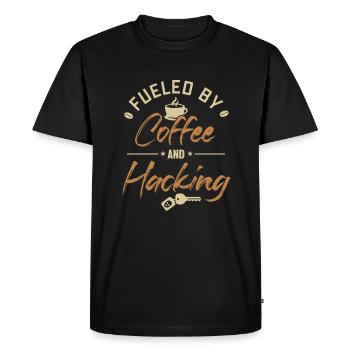 Alimenté par le café et le piratage du renifleur de phishing - T-shirt Premium bio Homme - noir - Devant - Nico (187cm)