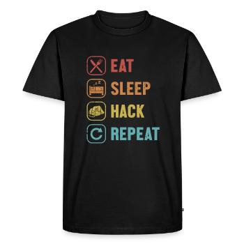 Manger Sommeil Hack Répéter Phishing Renifleur Chapeau Gris - T-shirt Premium bio Homme - noir - Devant - Nico (187cm)