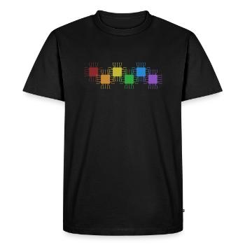 Hacker LGBT Rainbow Phishing Sniffer Grey Hat - T-shirt Premium bio Homme - noir - Devant - Nico (187cm)