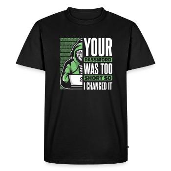 Votre mot de passe était trop court Phishing Sniffer Grey - T-shirt Premium bio Homme - noir - Devant - Nico (187cm)