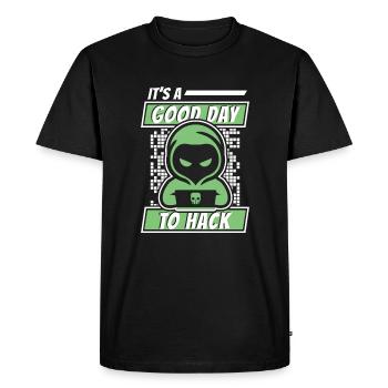 C’est une bonne journée pour pirater l’ingénierie sociale - T-shirt Premium bio Homme - noir - Devant - Nico (187cm)