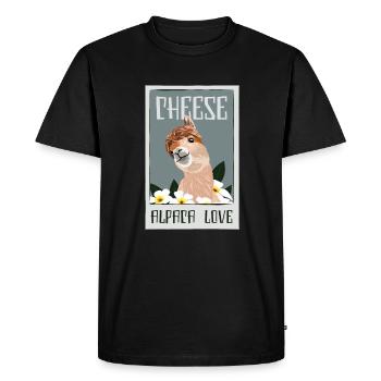 Fromage Alpaga Love Lama Pako Huacaya - T-shirt Premium bio Homme - noir - Devant - Nico (187cm)