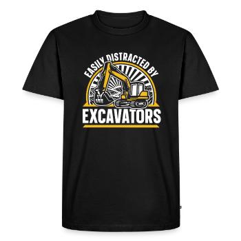 Easily Distracted By Excavators Crawler Excavator - Men's Premium Organic T-Shirt - black - Front - Nico (187cm)