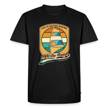 La vie est meilleure pendant les jours de vent Sports nautiques - T-shirt Premium bio Homme - noir - Devant - Nico (187cm)