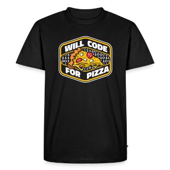 Will Code For Pizza Developer Coder Programmer - Men's Premium Organic T-Shirt - black - Front - Nico (187cm)