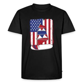 Planche à voile Drapeau américain Wellenreiter Surfer - T-shirt Premium bio Homme - noir - Devant - Nico (187cm)