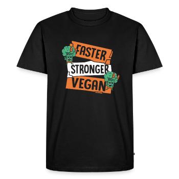 Faster Stronger Vegan Vegans Plant-Based Vegan - Men's Premium Organic T-Shirt - black - Front - Nico (187cm)