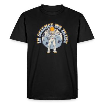 In Science We Trust Spaceship Taikonaut - Men's Premium Organic T-Shirt - black - Front - Nico (187cm)