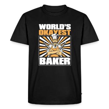 World's Okayest Baker Bakery Pastry Chef - Men's Premium Organic T-Shirt - black - Front - Nico (187cm)