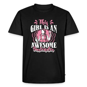 Cette fille est un barman génial Barman Barmaid Barmaid - T-shirt Premium bio Homme - noir - Devant - Nico (187cm)
