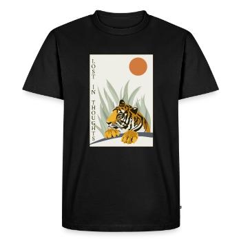 Lost In Thoughts Wildcat Big Cat Siberian - Men's Premium Organic T-Shirt - black - Front - Nico (187cm)
