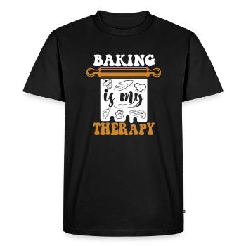 La pâtisserie est ma thérapie Boulangerie Chef pâtissier - T-shirt Premium bio Homme - noir - Devant - Nico (187cm)