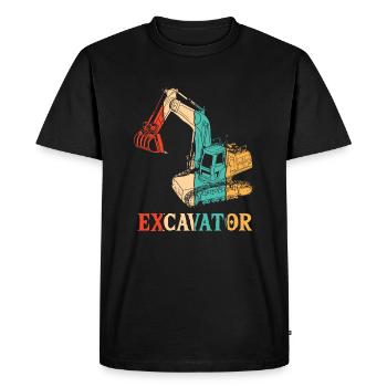 Retro Excavator Duty Cycle Crane Crawler Excavator - Men's Premium Organic T-Shirt - black - Front - Nico (187cm)