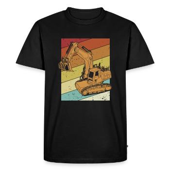Retro Excavator Duty Cycle Crane Crawler Excavator - Men's Premium Organic T-Shirt - black - Front - Nico (187cm)