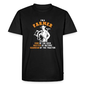 Agriculteur Roi Maître Gardien Agriculteur Agriculture - T-shirt Premium bio Homme - noir - Devant - Nico (187cm)