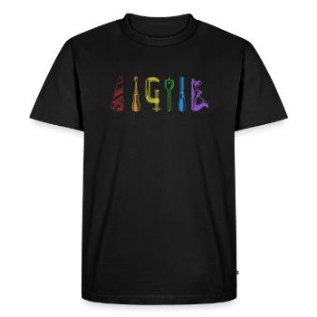 Carpenter LGBT Rainbow Carpenter Wood Mechanic - Men's Premium Organic T-Shirt - black - Front - Nico (187cm)