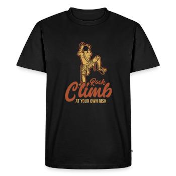 Rock Climb at your own Risk Bouldering - Men's Premium Organic T-Shirt - black - Front - Nico (187cm)