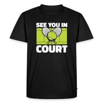 See You In Court Tennis Raquette Entraîneur De Tennis - T-shirt Premium bio Homme - noir - Devant - Nico (187cm)