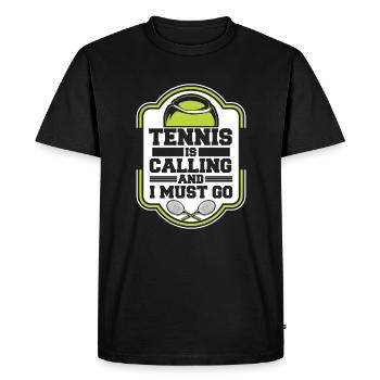 Le tennis m’appelle et je dois y aller Coach de tennis - T-shirt Premium bio Homme - noir - Devant - Nico (187cm)