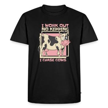 Je m’entraîne sans blague, je chasse les vaches, agriculteur biologique, agriculteur - T-shirt Premium bio Homme - noir - Devant - Nico (187cm)