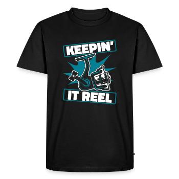 Keepin It Reel Spin Pêcheur Pêcheur De Mer Profonde Pêcheur - T-shirt Premium bio Homme - noir - Devant - Nico (187cm)