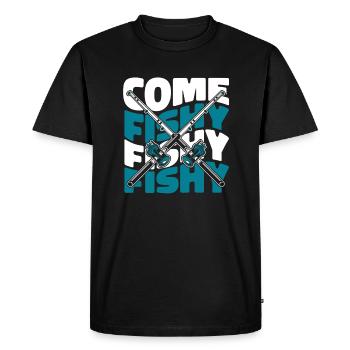 Come Fishy Fishy Fishy Fly Fisher - Men's Premium Organic T-Shirt - black - Front - Nico (187cm)