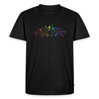 Tennis LGBT Arc-en-ciel Entraîneur de tennis Joueur de tennis - T-shirt Premium bio Homme - noir - Devant - Nico (187cm)