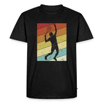 Rétro Raquette De Tennis Entraîneur De Tennis Joueur De Tennis - T-shirt Premium bio Homme - noir - Devant - Nico (187cm)