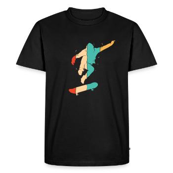 Skatepark rétro Skatergirl Skaterboy Skater - T-shirt Premium bio Homme - noir - Devant - Nico (187cm)